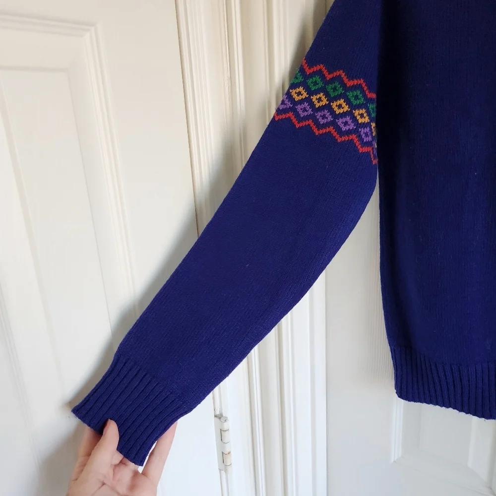 Vintage Levi Strauss Co Womens‎ Sweater Geometric Rainbow Collar Size M - Picture 5 of 7